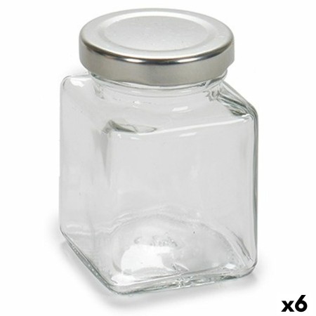 Jar Transparent Silver Metal Glass 100 ml 5,6 x 7,6 x 5,6 cm (6 Units) by Vivalto, Food storage - Ref: S3628360, Price: 5,49 ...