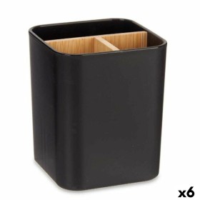 Toothbrush Holder Black Bamboo polypropylene 9 x 11 x 9 cm (6 Units) by Berilo, Stands and dispensers - Ref: S3629113, Price:...