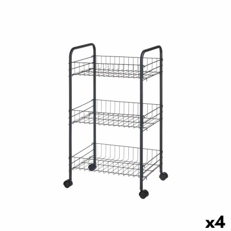 Chariot à légumes Noir Métal Plastique 37 x 27 x 63 cm (4 Unités) | Tienda24 - Global Online Shop Tienda24.eu