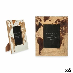 Cadre photo Blanc Marron Bois de manguier Mappemonde 22,3 x 28 x 1,5 cm (6 Unités) de Gift Decor, Cadres muraux et de table -...