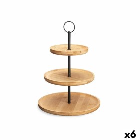 Fruit Bowl Black Natural Metal Bamboo 25 x 37 x 25 cm (6 Units) by Kinvara, Plates and dishes - Ref: S3632071, Price: 50,25 €...