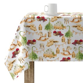 Fleckenabweisende geharzte Tischdecke Belum Christmas Deer Braun Rot grün Leinen 150 x 150 cm | Tienda24 Tienda24.eu