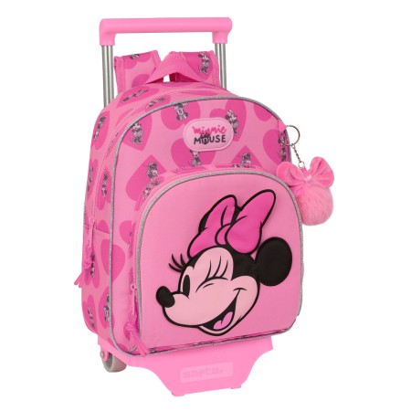 School Rucksack with Wheels Minnie Mouse Loving Pink 28 x 34 x 10 cm by Minnie Mouse, Children's Backpacks - Ref: S4309512, P...