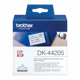 Etiquetas para Impressora Brother DK-44205 62 mm x 15,24 m Branco Preto/Branco (2 Unidades) de Brother, Etiquetas adesivas e ...