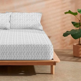 Fitted bottom sheet Alexandra House Living White King size | Tienda24 Tienda24.eu