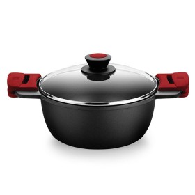 Casserole avec Couvercle en Verre Ø 24 cm Noir Aluminium (6 Unités) | Tienda24 Tienda24.eu