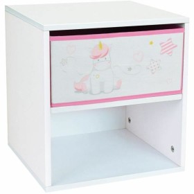 Mesa de Cabeceira DKD Home Decor Infantil Cinzento Cor de Rosa Branco Amarelo (40 x 29 x 73,5 cm) | Tienda24 - Global Online Shop Tienda24.eu