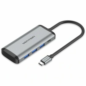 Hub USB Aisens ASUC-4P002-GR Gris 100 W (1 unidad) | Tienda24 Tienda24.eu