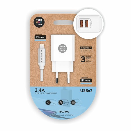 Caricabatterie da Parete + Cavo Lightning MFI Tech One Tech TEC2402 Do