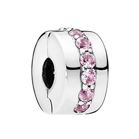 Woman's charm link Pandora PINK SPARKLING ROW CLIP by Pandora, Bead Charms - Ref: S7233713, Price: 67,58 €, Discount: %