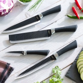 Set de Cuchillos Cecotec Santoku Negro Acero Inoxidable Fibra de carbono (4 pcs) | Tienda24 Tienda24.eu