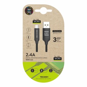 Cable USB a micro USB Tech One Tech 1 m Negro Nailon de Tech One Tech, Cables USB - Ref: S7922443, Precio: 4,53 €, Descuento: %