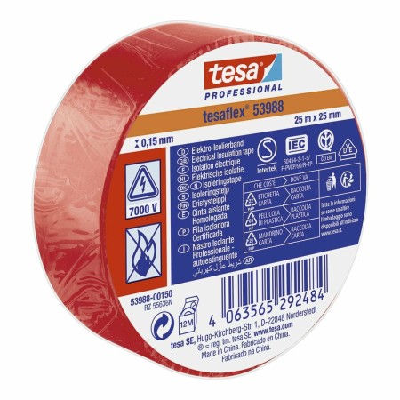 Fita isoladora TESA Vermelho PVC 25 mm x 25 m de TESA, Fitas adesivas - Ref: S7925825, Preço: 3,99 €, Desconto: %