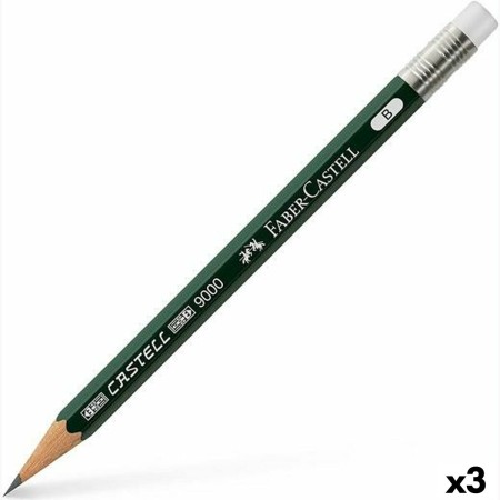 Bleistift mit Radiergummi Faber-Castell 9000 B Sechseckig B (3 Stück) | Tienda24 - Global Online Shop Tienda24.eu