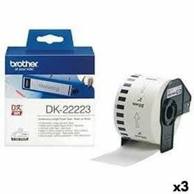 Continuous Paper for Printers Brother DK-22223 White 50 mm x 30,48 m Black (3 Units) by Brother, Printing paper - Ref: S84283...