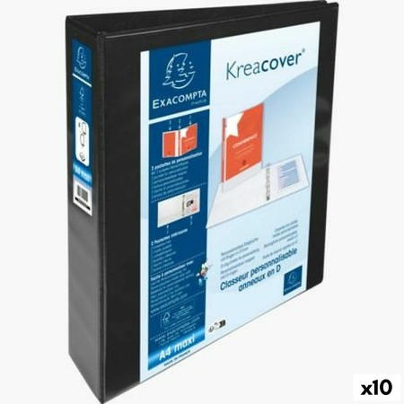 Ring binder Exacompta Kreacover Black A4+ Customisable (10 Units) by Exacompta, Filing cabinets - Ref: S8434293, Price: 44,33...