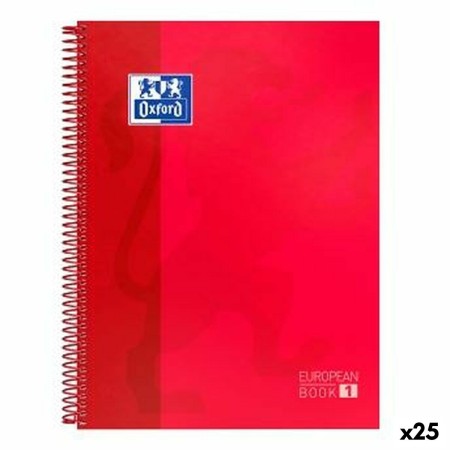 Cuaderno Oxford EUROPEANBOOK 1 Rojo A4+ 80 Hojas 5 Piezas (25 Unidades) de Oxford, Cuadernos de anillas - Ref: S8438023, Prec...