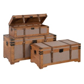 Set of Chests 90 x 47 x 45 cm Synthetic Fabric Wood Frames (3 Pieces) by BigBuy Home, Storage boxes and chests - Ref: S880205...