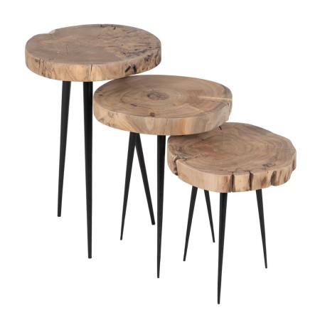 Set of 3 tables Natural Iron 40 x 38 x 62,3 cm (3 Units) by BigBuy Home, Tables - Ref: S8804434, Price: 160,49 €, Discount: %