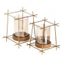 Candleholder Brown Golden Wood Crystal Steel 24 x 24 x 26 cm | Tienda24 - Global Online Shop Tienda24.eu