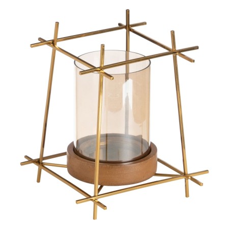 Candleholder Brown Golden Wood Crystal Steel 20 x 20 x 23 cm | Tienda24 - Global Online Shop Tienda24.eu