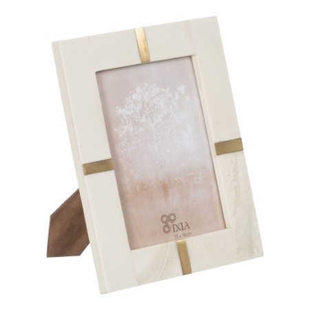 Cadre photo Crème Doré Résine Cuivre 13 x 18 cm 17,5 x 1,5 x 22 cm de BigBuy Home, Cadres muraux et de table - Réf : S8807250...