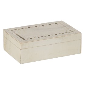 Decorative box Cream Golden Resin Copper 23 x 15 x 8 cm by BigBuy Home, Boxes - Ref: S8807291, Price: 45,67 €, Discount: %