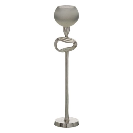 Candleholder Grey Silver Aluminium Crystal 11 x 11 x 56 cm | Tienda24 - Global Online Shop Tienda24.eu