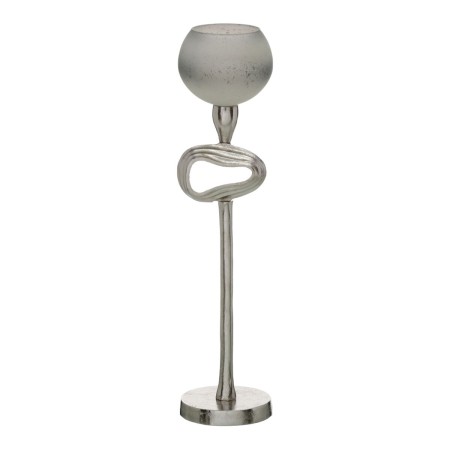 Bougeoir Gris Argenté Aluminium Verre 11 x 11 x 48 cm | Tienda24 - Global Online Shop Tienda24.eu