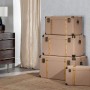 Lot de paniers Taupe Lin Métal Bois MDF 77 x 47 x 42 cm (4 Unités) de BigBuy Home, Boîtes et coffres de rangement - Réf : S88...