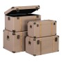 Lot de paniers Taupe Lin Métal Bois MDF 77 x 47 x 42 cm (4 Unités) de BigBuy Home, Boîtes et coffres de rangement - Réf : S88...