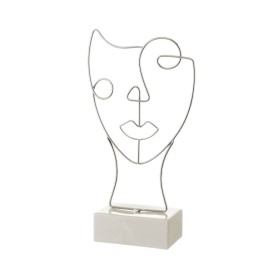 Figura Decorativa Branco Prateado Cerâmica Ferro 18,5 x 8 x 34,3 cm de BigBuy Home, Adornos - Ref: S8807477, Preço: 6,88 €, D...