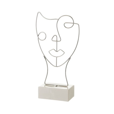 Figura Decorativa Blanco Plateado Cerámica Hierro 18,5 x 8 x 34,3 cm de BigBuy Home, Adornos - Ref: S8807477, Precio: 6,88 €,...