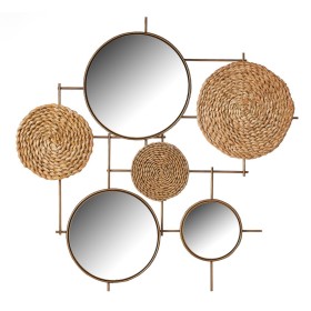 Décoration murale Doré Naturel Fer Miroir Fibre naturelle 75 x 5 x 74 cm de BigBuy Home, Objets de décoration - Réf : S880748...