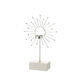 Bougeoir Blanc Argenté Céramique Fer 18,4 x 8,4 x 29,1 cm de BigBuy Home, Bougeoirs et chandeliers - Réf : S8807485, Prix : 5...