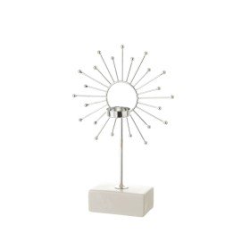 Candleholder White Silver Ceramic Iron 18,4 x 8,4 x 29,1 cm by BigBuy Home, Candelabras and candle holders - Ref: S8807485, P...