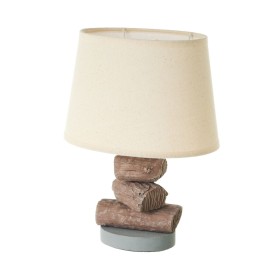 Lampe de bureau Blanc Marron Beige 40 W 220-240 V 26 x 19 x 35 cm de BigBuy Home, Lampes de chevet - Réf : S8807512, Prix : 1...