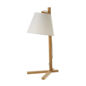 Lampe de bureau Blanc Naturel Bambou 40 W 220-240 V 27 x 21 x 50 cm de BigBuy Home, Lampes de chevet - Réf : S8807589, Prix :...