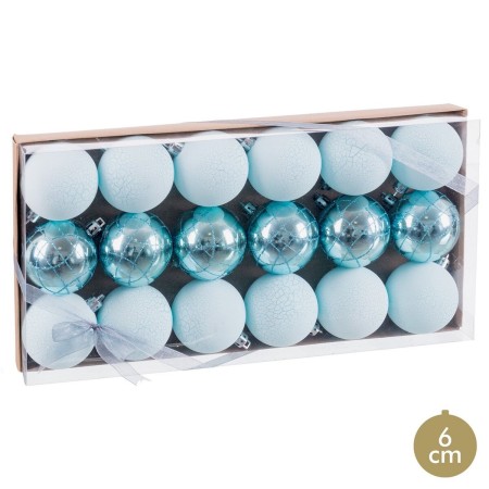 Bolas de Natal Azul Plástico Ø 6 cm (18 Unidades) | Tienda24 - Global Online Shop Tienda24.eu