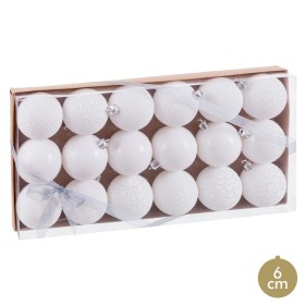 Bolas de Natal Branco Plástico Ø 6 cm (18 Unidades) de BigBuy Home, Natal - Ref: S8807637, Preço: 9,43 €, Desconto: %