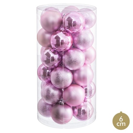 Christmas Baubles Pink Plastic Ø 6 cm (30 Units) by BigBuy Home, Christmas - Ref: S8807650, Price: 10,22 €, Discount: %