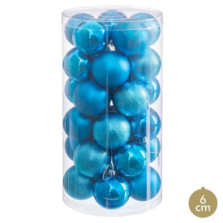 Palle di Natale Azzurro Plastica Ø 6 cm (30 Unità) di BigBuy Home, Natale - Rif: S8807652, Prezzo: 10,26 €, Sconto: %