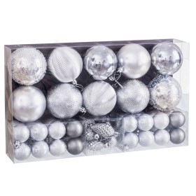 Boules de Noël Argenté Plastique (50 Unités) de BigBuy Home, Noël - Réf : S8807660, Prix : 18,65 €, Remise : %