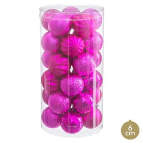 Bolas de Natal Fúcsia Plástico Ø 6 cm (30 Unidades) de BigBuy Home, Natal - Ref: S8807663, Preço: 10,22 €, Desconto: %