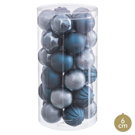 Christmas Baubles Blue Plastic Ø 6 cm (30 Units) by BigBuy Home, Christmas - Ref: S8807664, Price: 10,22 €, Discount: %