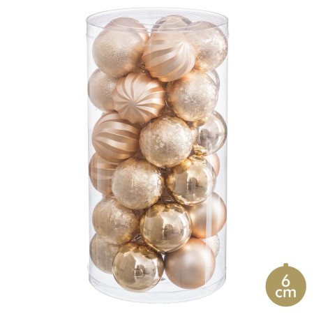 Christmas Baubles Golden Plastic Ø 6 cm (30 Units) by BigBuy Home, Christmas - Ref: S8807667, Price: 10,26 €, Discount: %