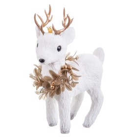 Adorno Navideño Blanco Oro Ciervo 19 x 10 x 27 cm de BigBuy Home, Navidad - Ref: S8807684, Precio: 17,52 €, Descuento: %