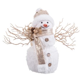 Adorno Natalício Branco Ouro Boneco de neve 24 x 16 x 28 cm de BigBuy Home, Natal - Ref: S8807685, Preço: 20,91 €, Desconto: %