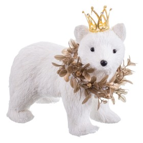 Adorno Navideño Blanco Oro Oso 22 x 15 x 20 cm de BigBuy Home, Navidad - Ref: S8807687, Precio: 19,17 €, Descuento: %