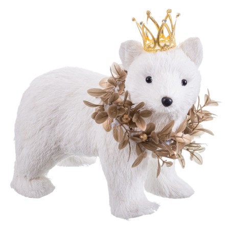 Adorno Natalício Branco Ouro Urso 22 x 15 x 20 cm de BigBuy Home, Natal - Ref: S8807687, Preço: 19,17 €, Desconto: %